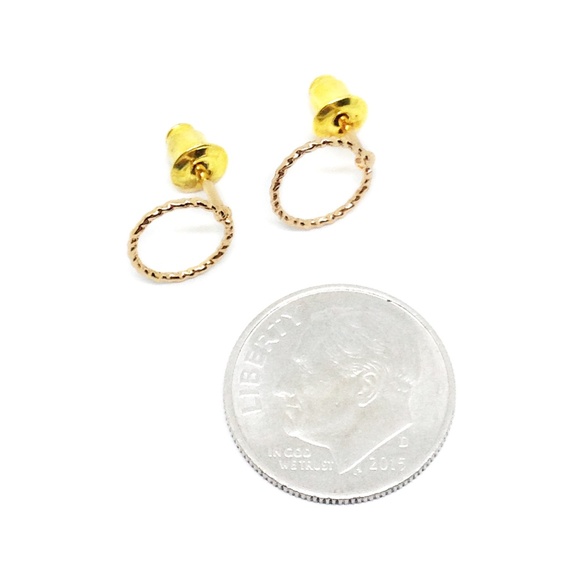 Earrings Circle Twist Studs Gold - Picture 3 of 4